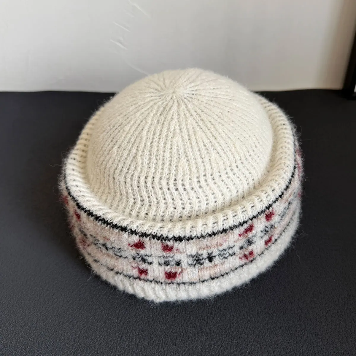 Fashion Korean Designer Concave Top Knitted Beret Women Autumn Winter Medicine Box Hat Keep Warm Cap Retro Flight Attendant Hat