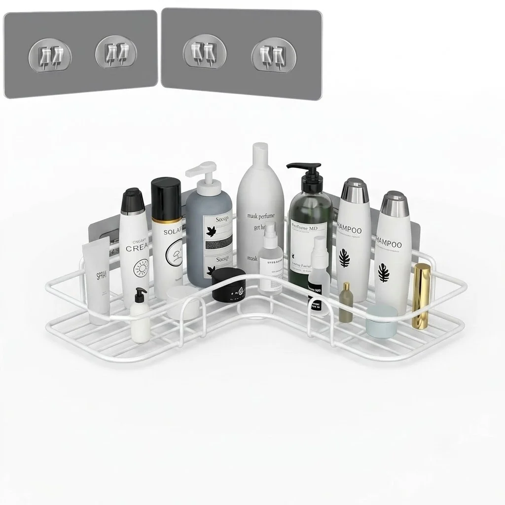 Homefish Wall Mount Stainless Steel Shower Corner Rack Bathroom Storage Shelf for Toiletries Cosmetics - view 3