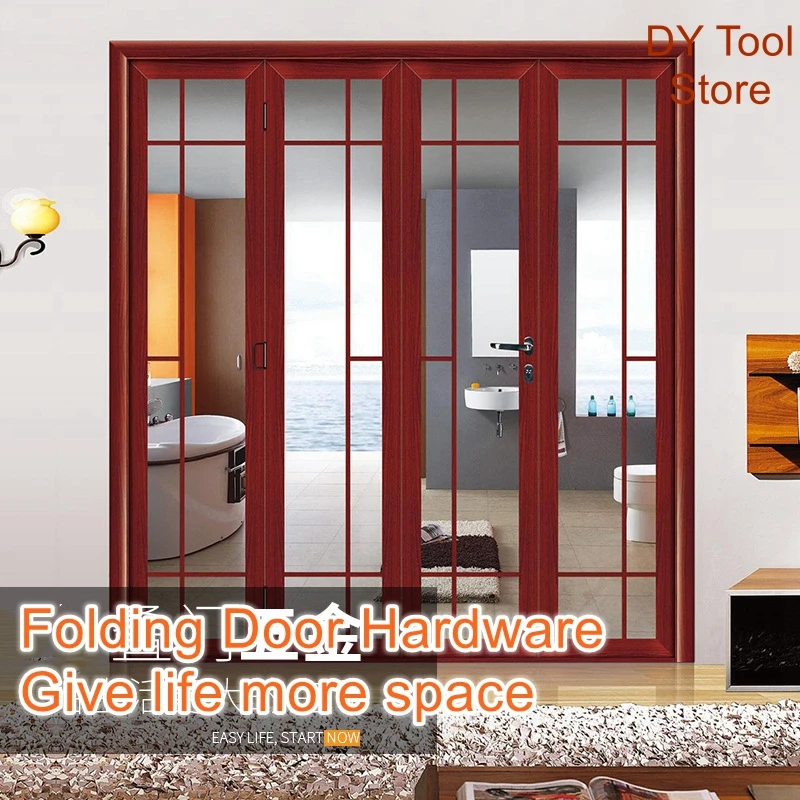 

Folding door hinge mute sliding door bedroom toilet wooden door hardware accessories complete set of hinges without lower rail