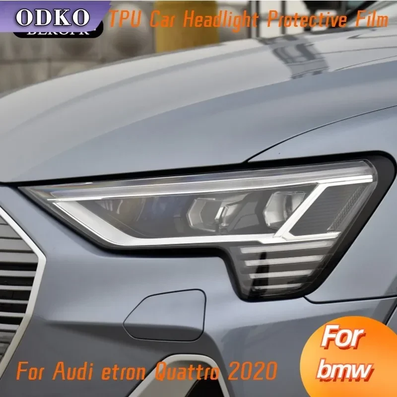 

Для Audi etron Quattro 2020, оттенок автомобильных фар, дымчатая черная защитная пленка, прозрачная наклейка из ТПУ, аксессуары