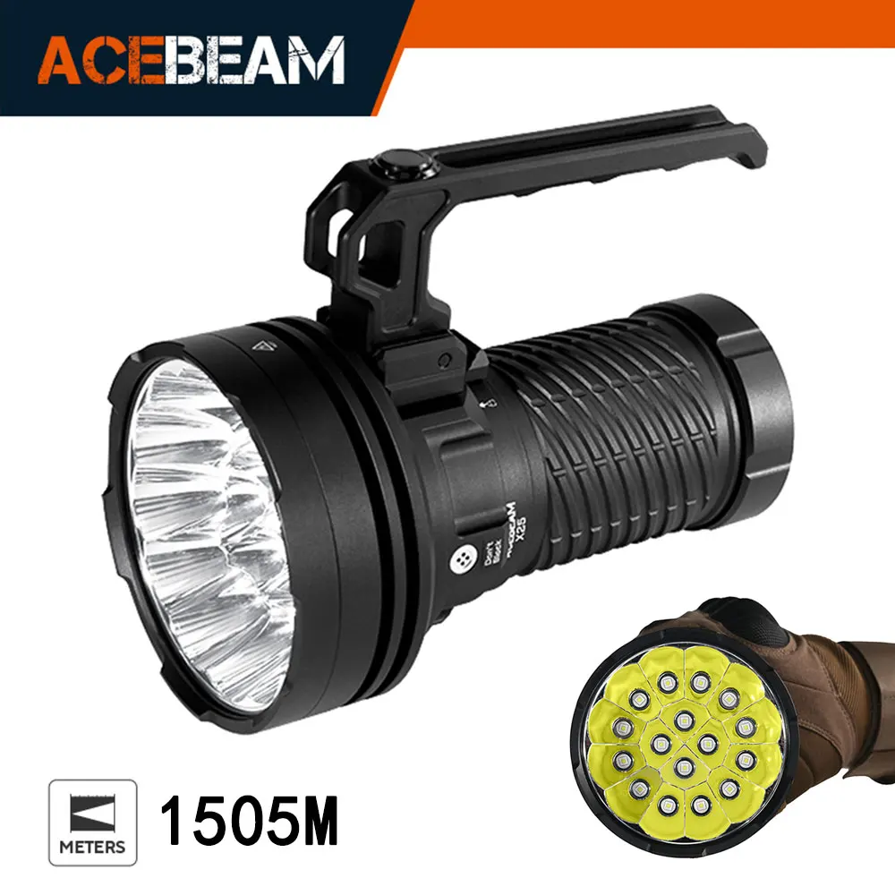 

ACEBEAM X25 1505 Meter Beam Throw Distance Max 22000 Lumens Brightest Flashlight USB C PD60W Fast Charging Emergency Power Bank