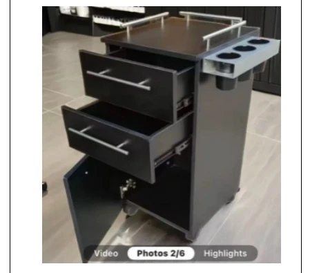 Classic European Style All Black Salon Trolley 8 Years Warranty