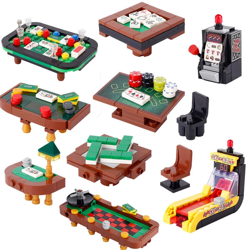 MOC Scene accessori Building Blocks Mahjong Game Machine tavolo da Poker Titanic Yacht containerizzato nave sottomarino mattoni giocattoli