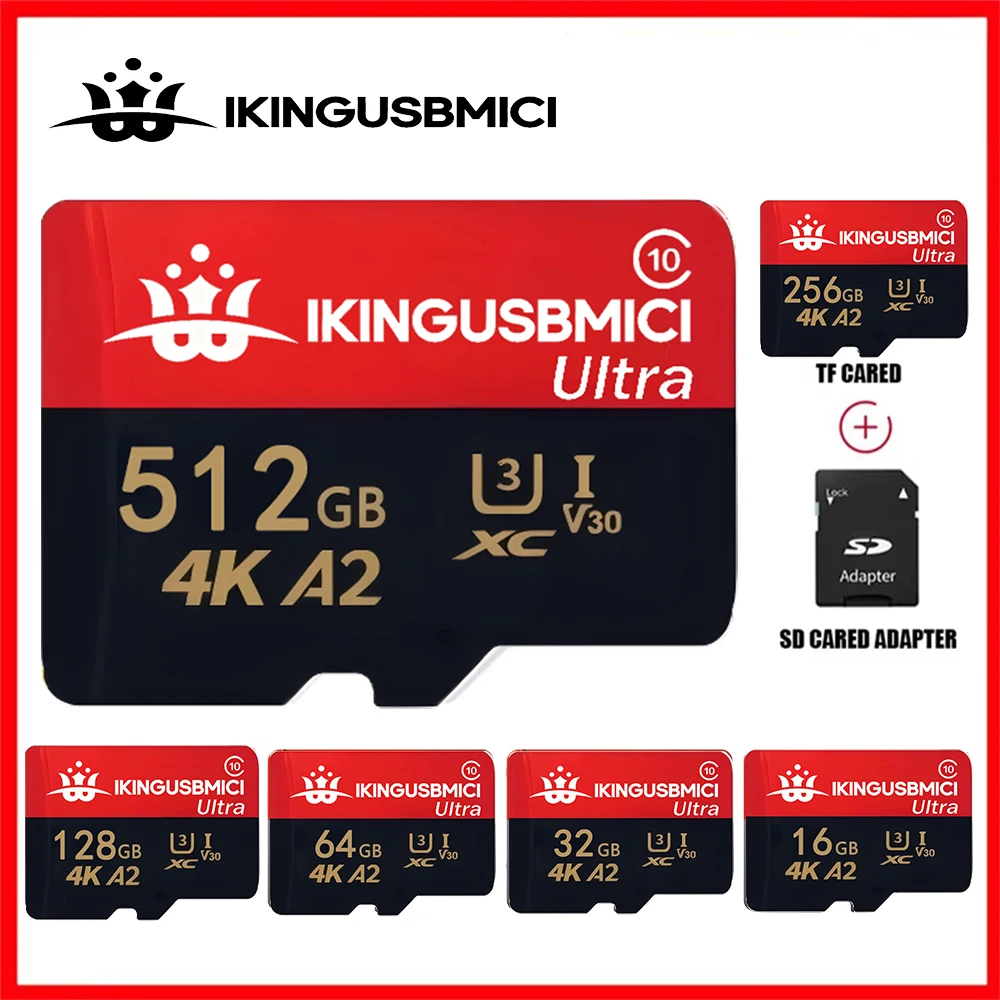 High-Speed Micro TF SD Card 64GB 256GB 512GB Class 10 Memory Ca rd 16GB 32GB V10 TF Card for Smartphones Camera and Speakers