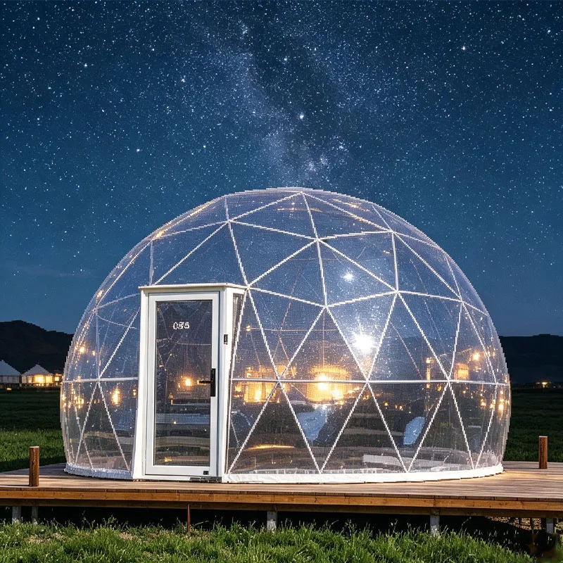 Geodesic Dome House Outdoor Glamping Tent with Transparent Window for Luxury Resort Use Customizable