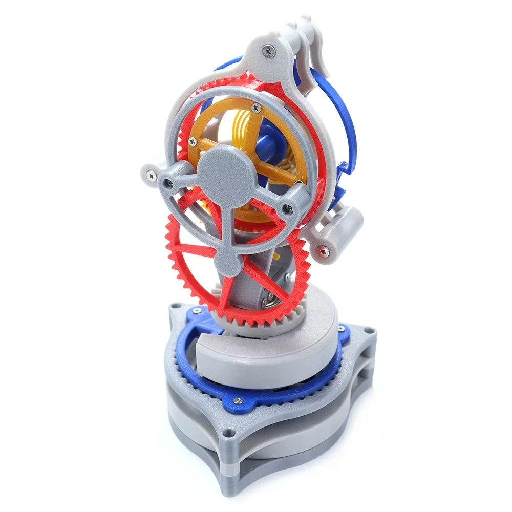 3D Printed Tourbillon Gear Transmission Model – Mechanical Escapement Structure Pendulum Clock, Assembled DIY Technology Kit