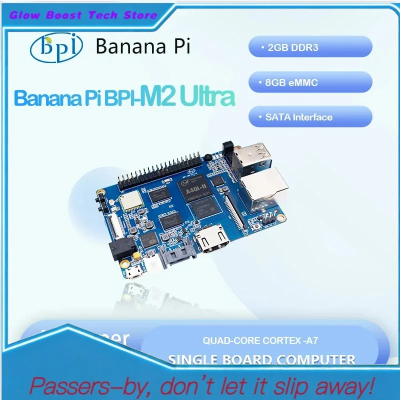 

Glow Banana Pi BPI-M2 Ultra AllWinner A40I Quad-Core Single Board Computer Open Source Hardware