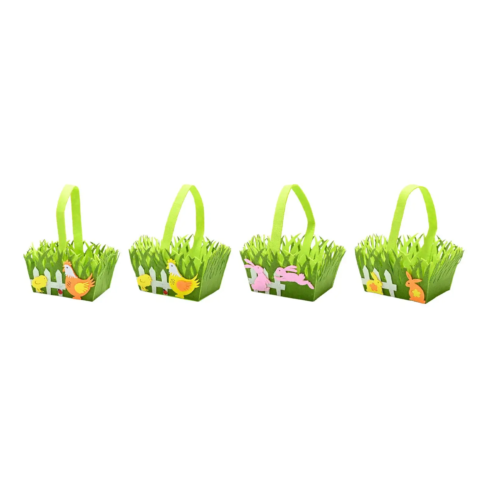 Easter Handbag Basket for Kids Non Woven Fabric Cute Easter Pattern Stuff Toys