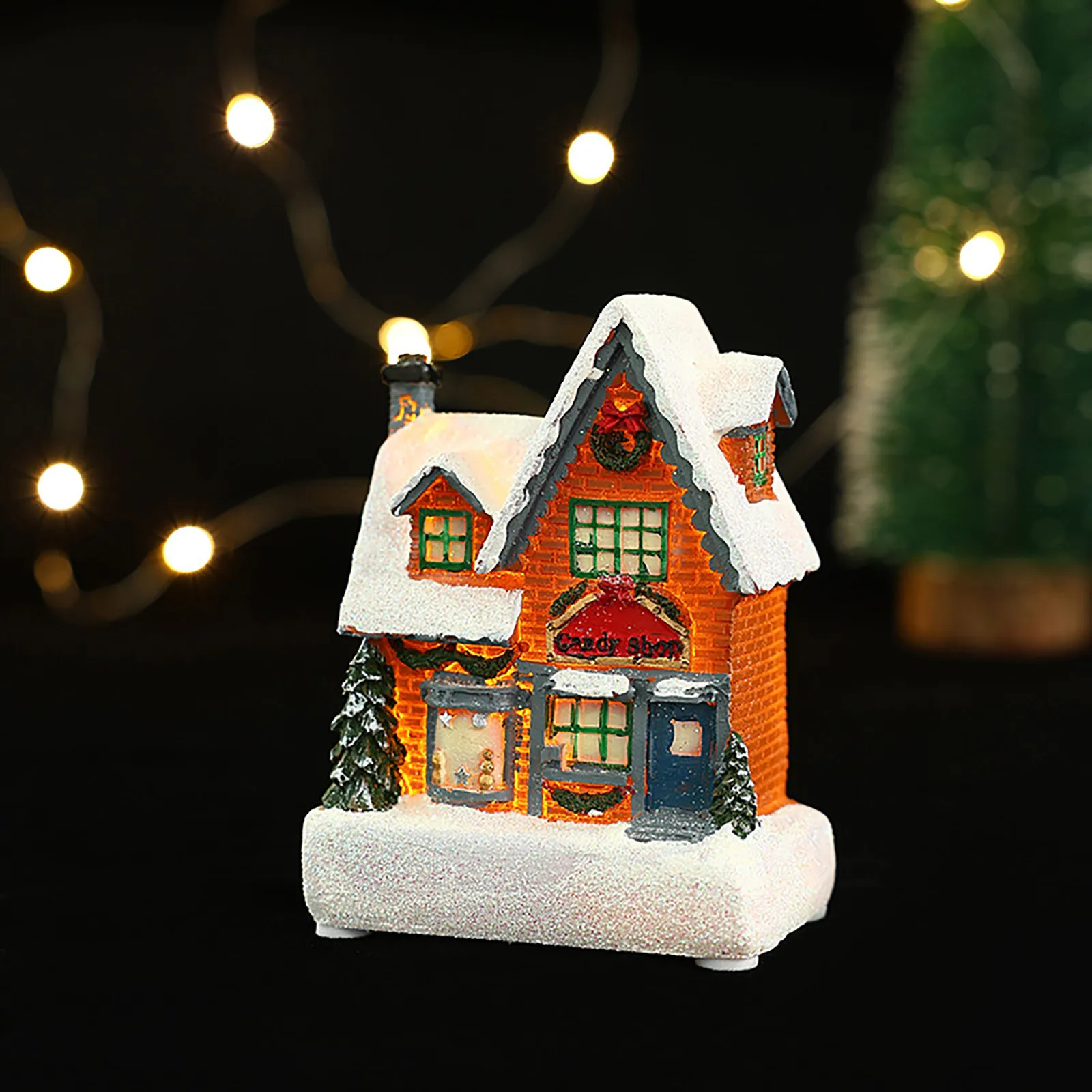 Winter Village Christmas Supplies 2024 Fashionable Xmas Figurines Beautiful Nice Miniature Resin Ornaments Home Decor Bulk