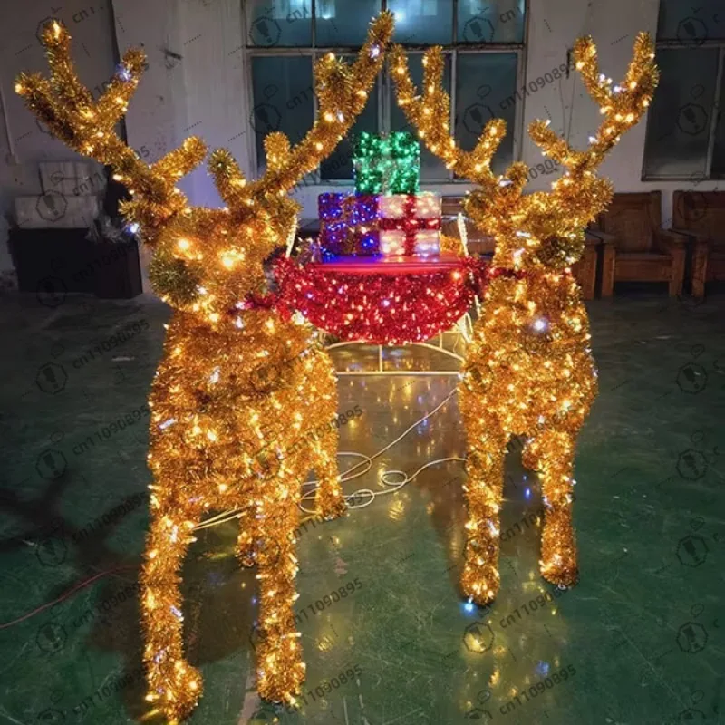 

Водонепроницаемое большое освещение, рождественские сани с оленями, губчатое сиденье, рождественское украшение