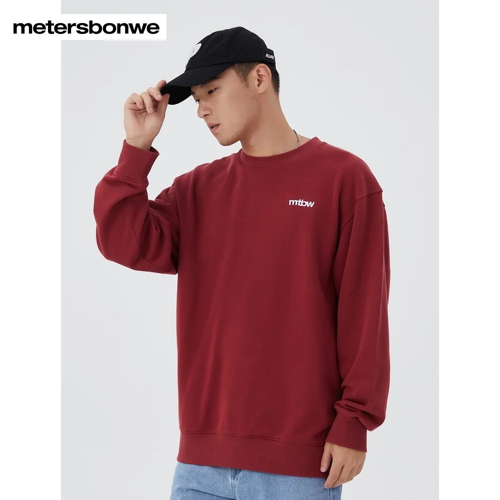 Metersbonwe Sweater Unisex  Spring Autumn Pullover Basic Embroidered O Neck Men Comfortable Hoodies High Quality Round Neck Top