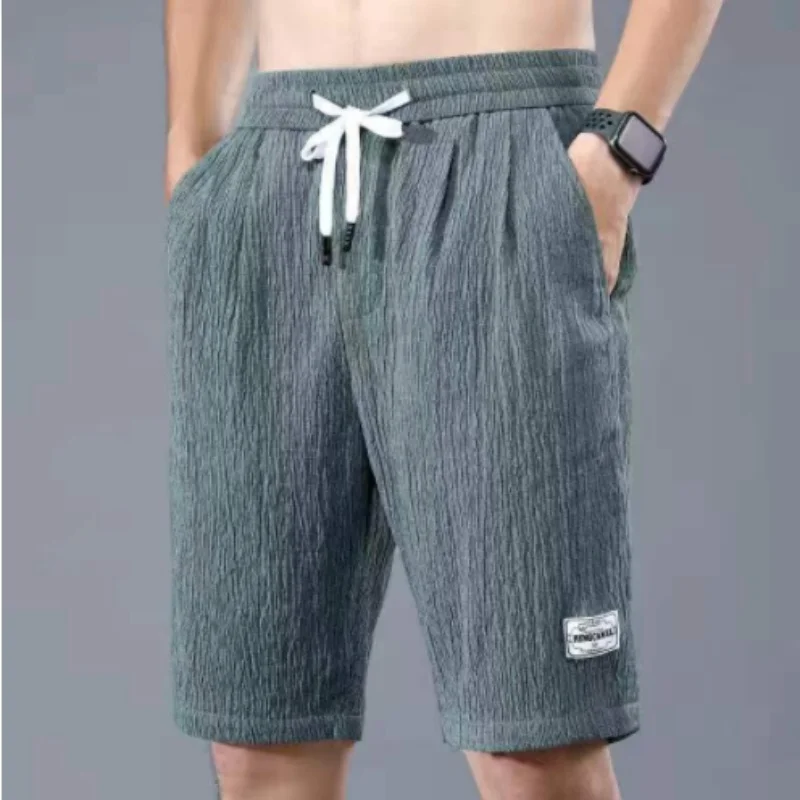 Summer Ice Silk Shorts Men's Thin Sports Casual Loose Fashion Trend Cool Breathable Straight Leg Pants