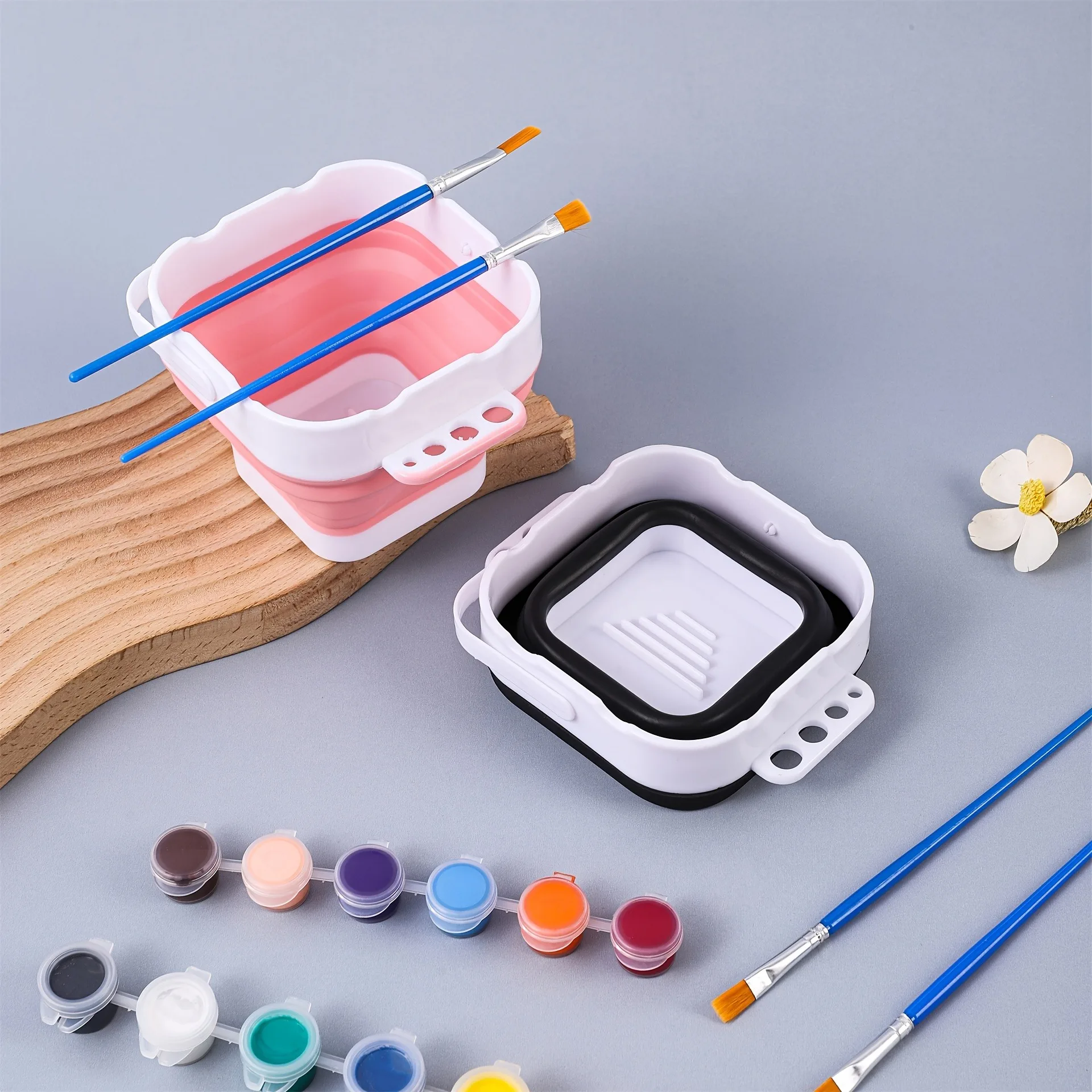 1pc Mini Foldable Color Mixing and Brush Washing Bucket, Small Portable Brush Washer for Art Students' Sketching and Painting