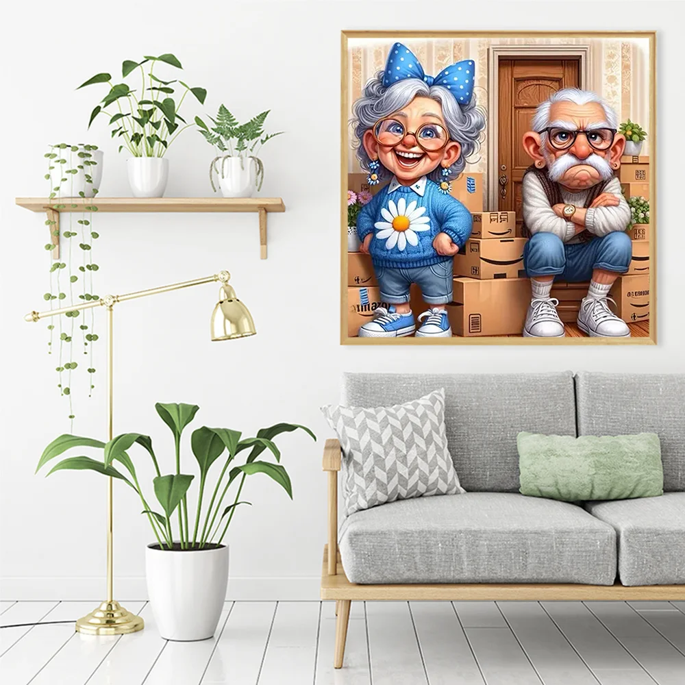 Momoart New Arrival Diamond Painting Couple Old People Woman Portrait Full Square Round Embroidery Cartoon Mosaic Wall Decor