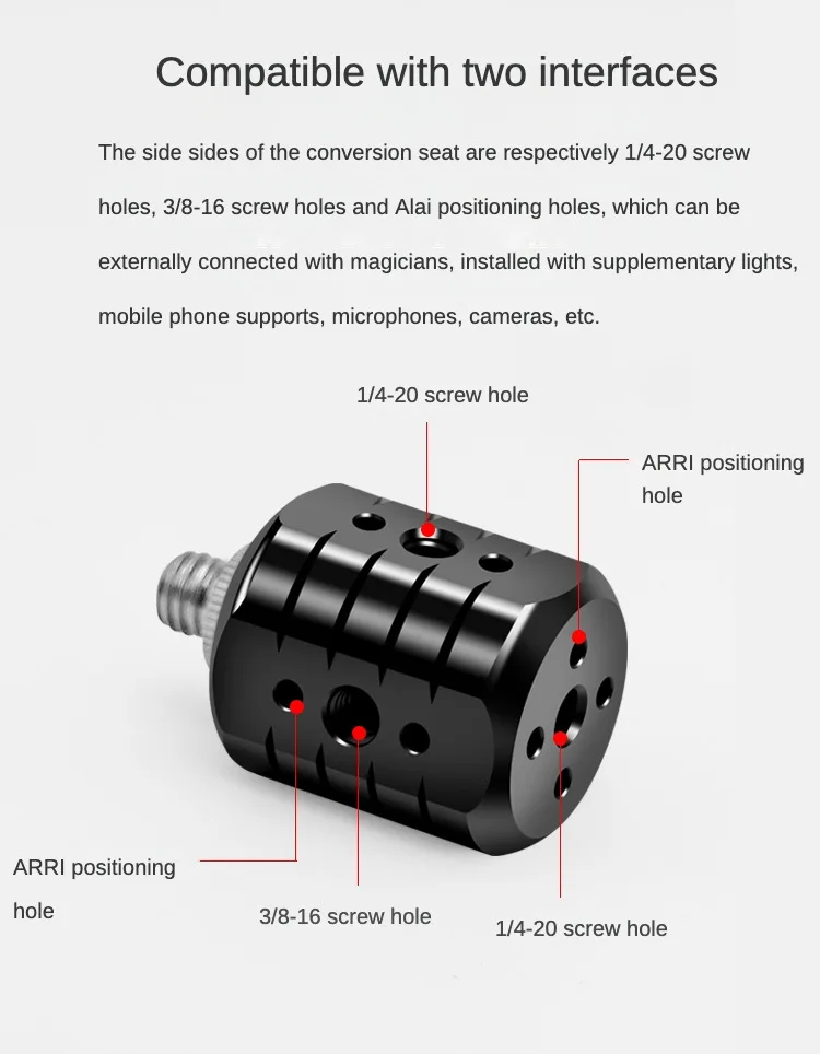 Stativschrauben-Adapter, 3/8 Zoll, 1/4 Zoll, ARRI-Loch-Konvertierungs-Verlängerungshalterung für DSLR-Kamera-Monitor, Fülllicht, magischer Arm, Fotohalterung – Detail 6