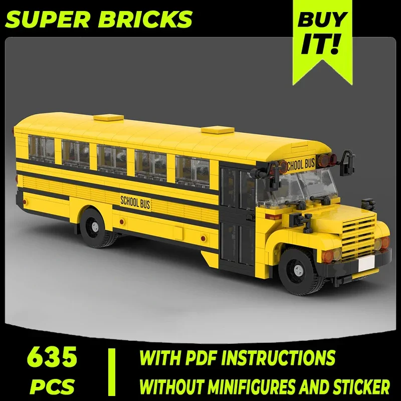 City Traffic Vehicle Car Model Moc Building Bricks School Bus Technology Modular Blocks Gifts Christmas Toys DIY Sets Assembly