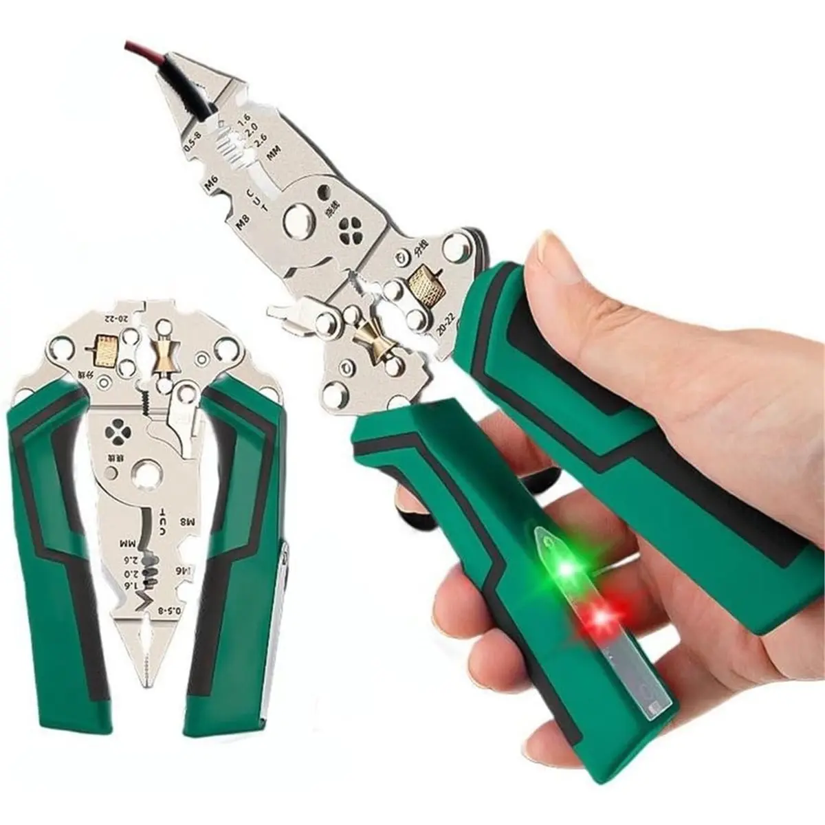 Folding Wire Stripper Pliers Foldable Wire Stripper Cutter Crimper for DIY Electricians Internet Engineers Home Office