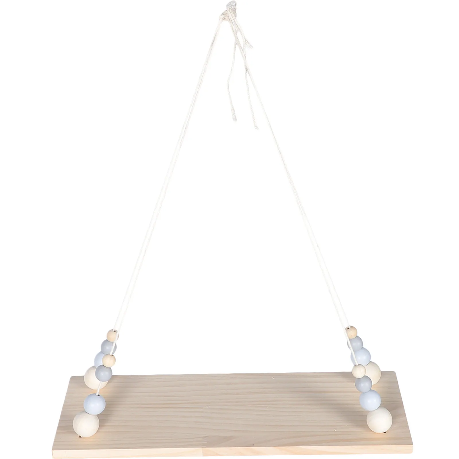 Wood Hanging Storage Rack with Beads and Tassels Pink Decorative Wall Shelf for Home Office Nursery Multi Purpose Ornament