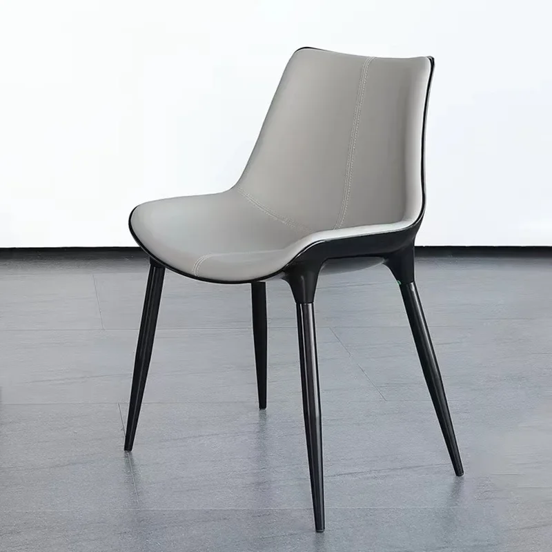 Plastic half-pack PU leather dining chair, coffee shop soft-pack dining chair, hotel leisure negotiation chair 5