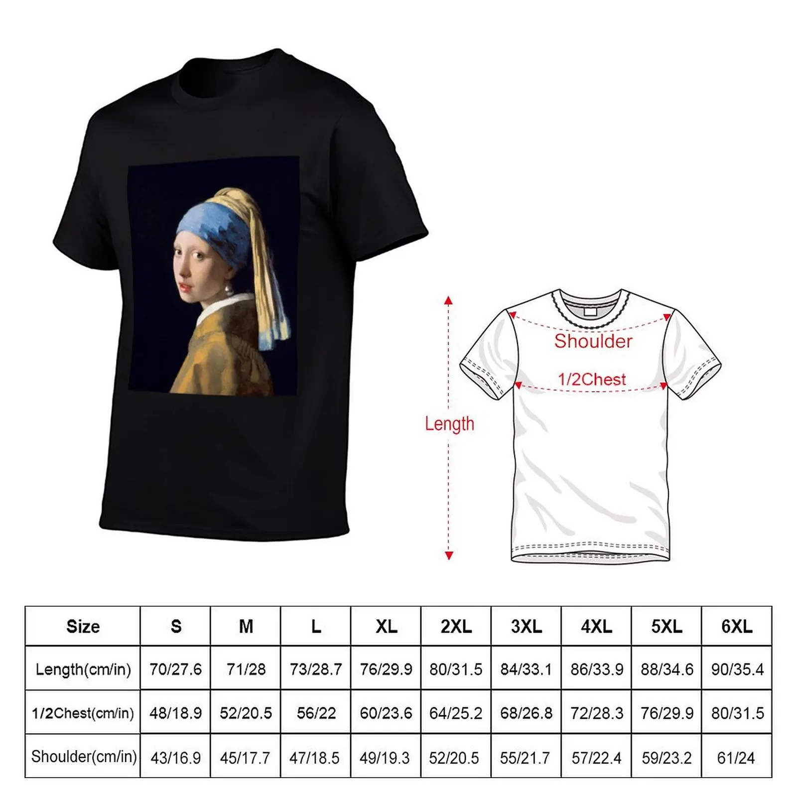 Girl with a Pearl Earring by Johannes Vermeer (1665) T-Shirt custom t-shirts oversizeds for a boy sports fans T-shirt men