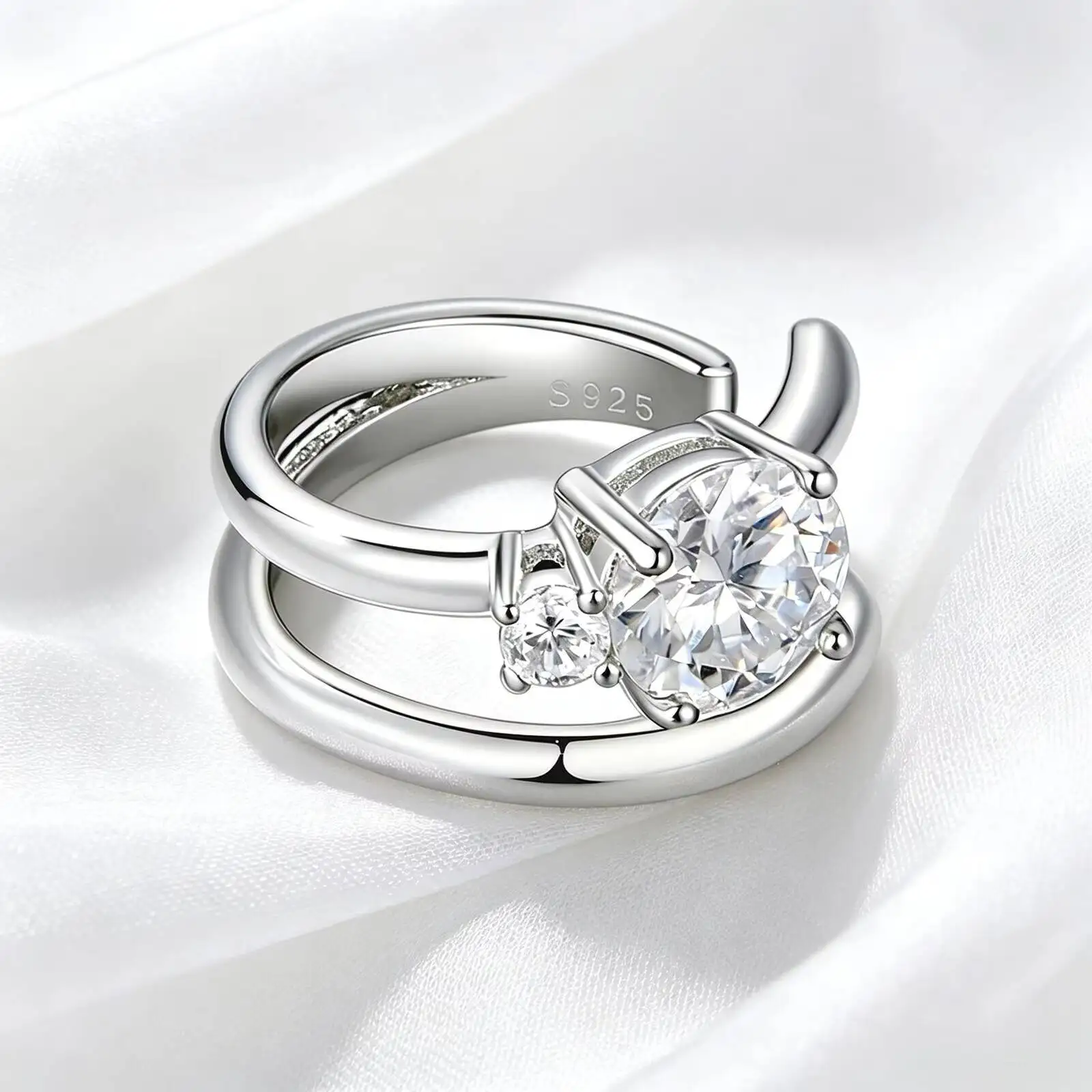 Taoyu 0,5 ct Moissanit-Clip-Ohrringe mit ausgezeichnetem Schliff für Damen, glänzende, doppellagige Ohrclips, edler Schmuck aus S925-Sterlingsilber – Detail 4