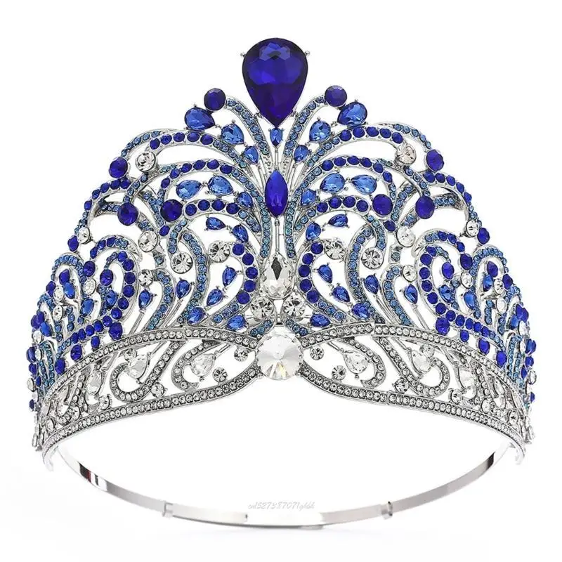 X5XA Exquisites Pageant Crown Theme Party Headpiece Luxurious Alloys Stylish Crown for Fashion Women and Bride