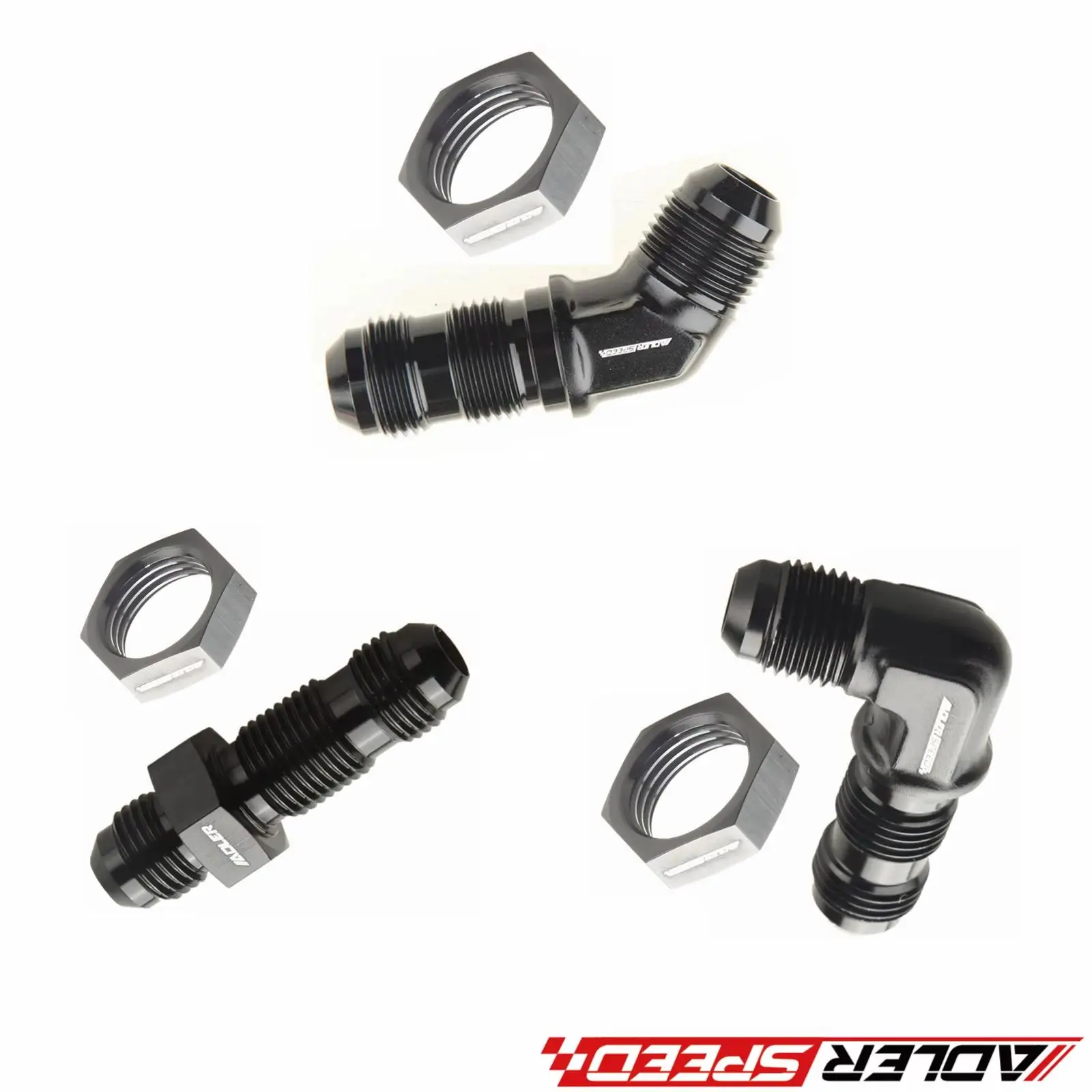 0 / 45 /90 stopni AN6 AN8 AN10 AN12Bulkhead Flare Fitting Union Adapter 6AN 8AN 10AN Fitting For Tab Rr Wirewall Aluminum Black — zdjęcie 6
