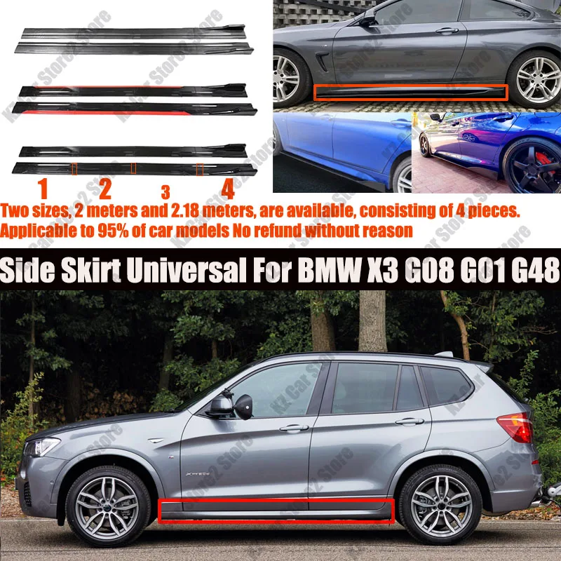 

FOR BMW X3 G08 G01 G48 2M Car Side Skirt Extension Plate Lip Separator Bumper 2.18M Racing Side Spoiler Universal Car Side