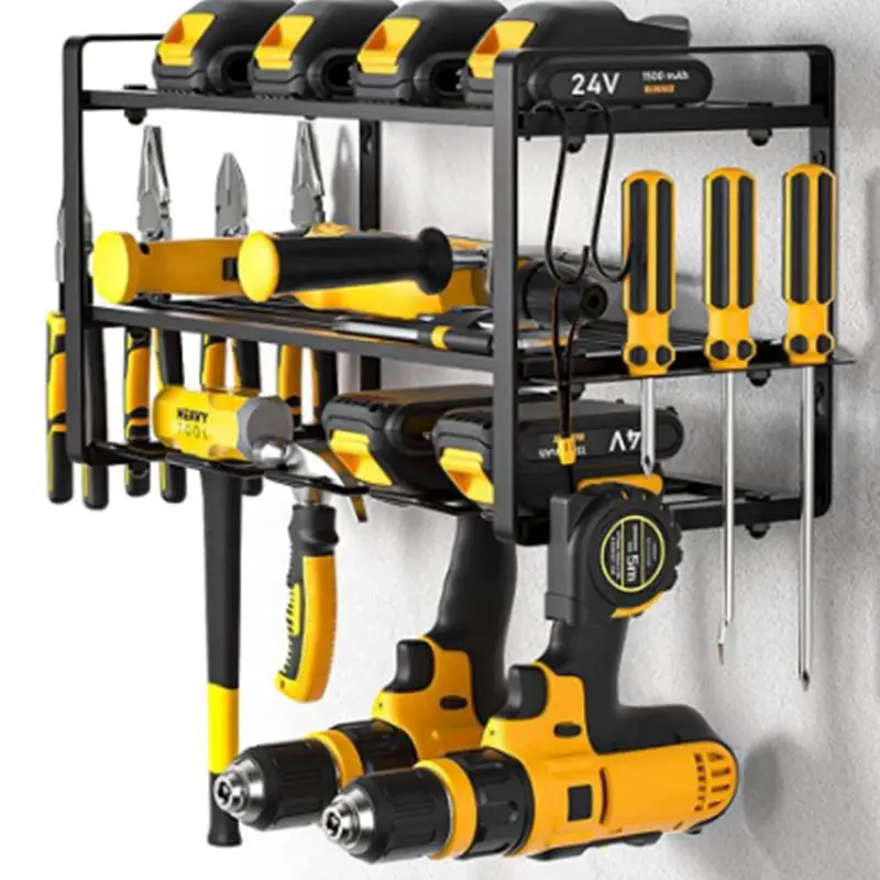 

Power Tool Storage Rack Heavy Duty Floating Drill Organizer Space-Saving Garage Accessories For Work Rooms Workshop