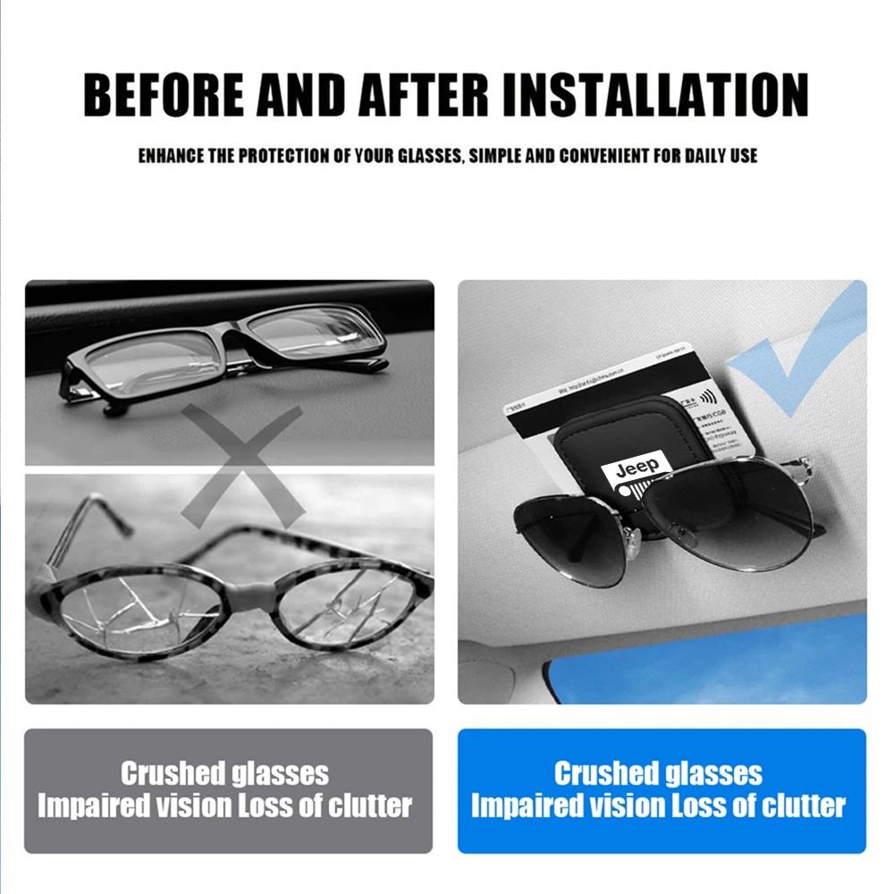 Car Glasses Frame Sun Visor Fold Sunglasses Storage Fastener Clips For Jeep Renegade JPB Wrangler Cherokee Compass GrandCherokee