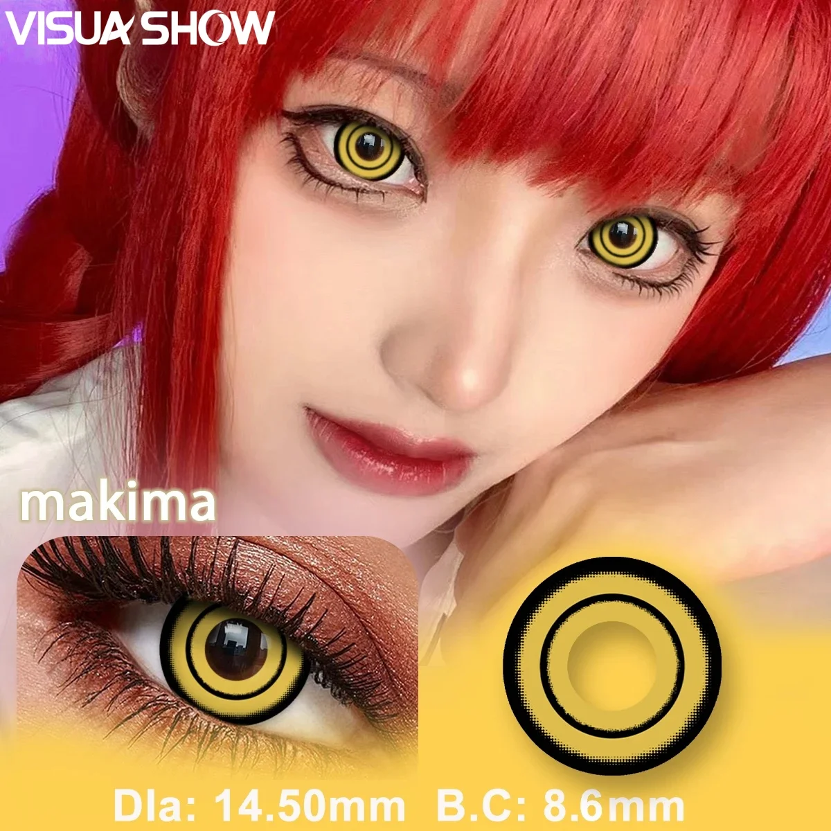 VISUASHOW Wolf Eye Orange Cosplay-Kontaktlinsen, halbjährliche Verwendung, weiche Anime-Augenschönheitslinsen für Party, verkleidete Augen, Make-up, Cos – Detail 1