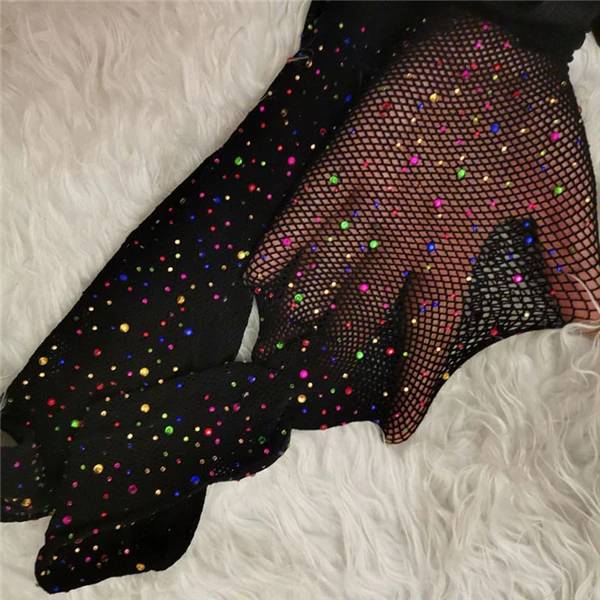 Bunte Glänzende Netzstrumpfhose mit Lochmuster Sexy Glitzer-Strumpfhose für Frauen Lolita Glänzende Glitzer-Strümpfe für Mädchen – Detail 7