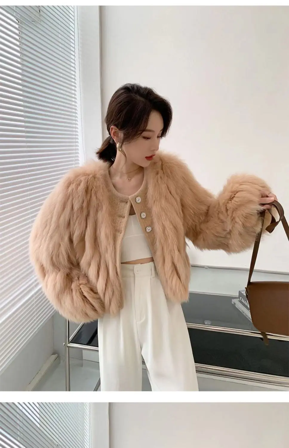 Schicker Damen-Bomberjacke aus Kunstfuchsfell, Herbst/Winter, Nachahmung von Nerzfell, Button-Up, dicke Beflockung, Parka, Strickjacke, pelzige Oberteile