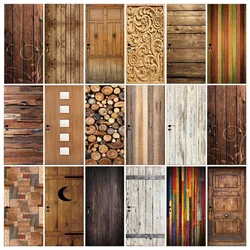 Wood Grain Retro Door Stickers Warm Color Wall Stickers Home Decoration PVC Waterproof Self-adhesive Poster Renovation
