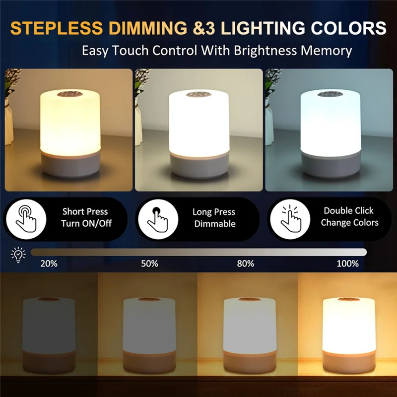 

A19F-Touch Night Light Bedside Lamp Dimmable Night Light Eye Protection LED Table Lamp Home Bedroom Lamp