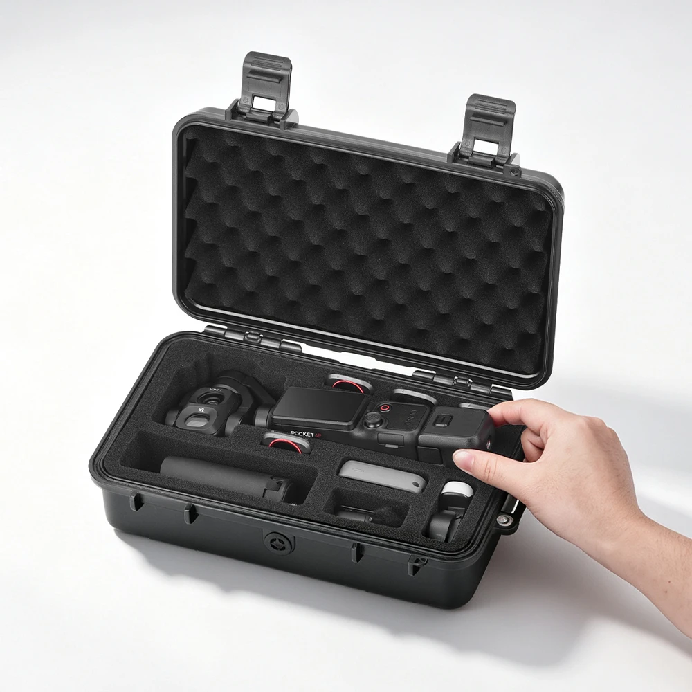 BRDRC Wasserdichter Hartschalenkoffer für DJI Osmo Pocket 4P Tragbare Aufbewahrungstasche Zubehör-Kombi-Koffer mit Handschlaufe – Detail 13