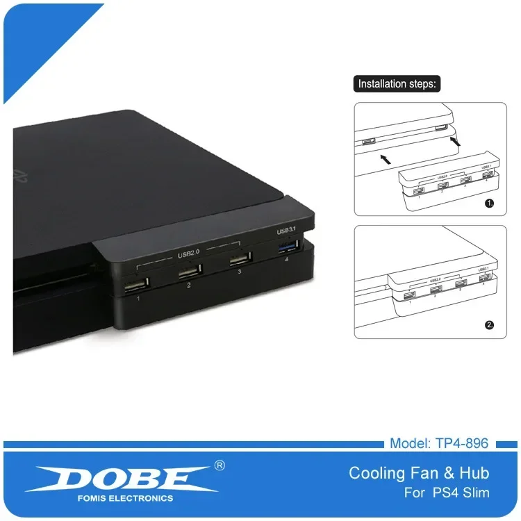 طقم ملحقات فائقة لهاتف سوني بلاي ستيشن 4 ، مروحة تبريد ومحور USB ، USB sour ، USB