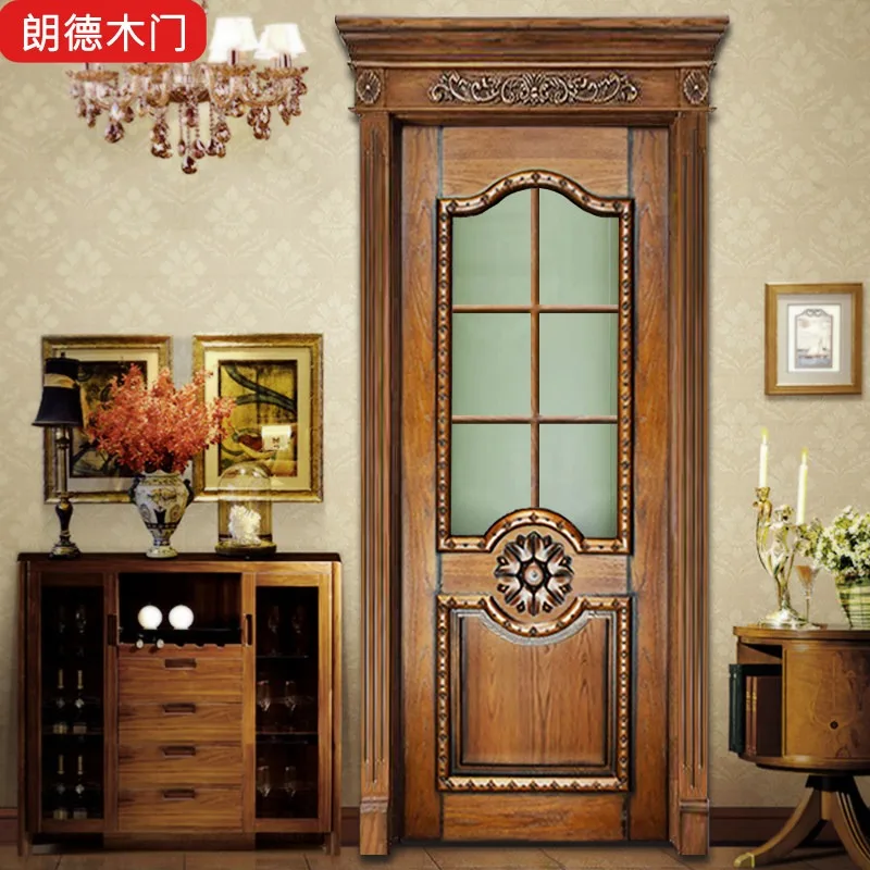 American interior set, painted bedroom, casement custom carved pattern, antique vintage, durable and durable solid wood door