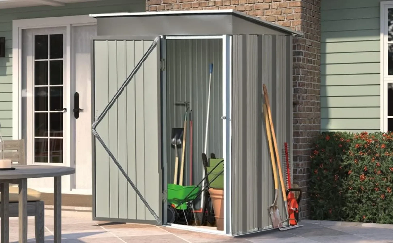 Storage Shed 5ft x 3ft Outdoor Shed,Metal Lean-to Storage Shed with Lockable Door, for Backyard, Patio, Garden,Home