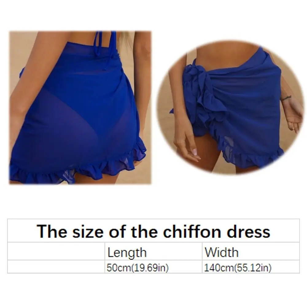 Wrap Skirt Mesh Ruffle Beach Cover Ups Sheer Wrap Short Skirt Beachwear Skirt Thin Transparent Swimwear Cover Ups Women Swimwear