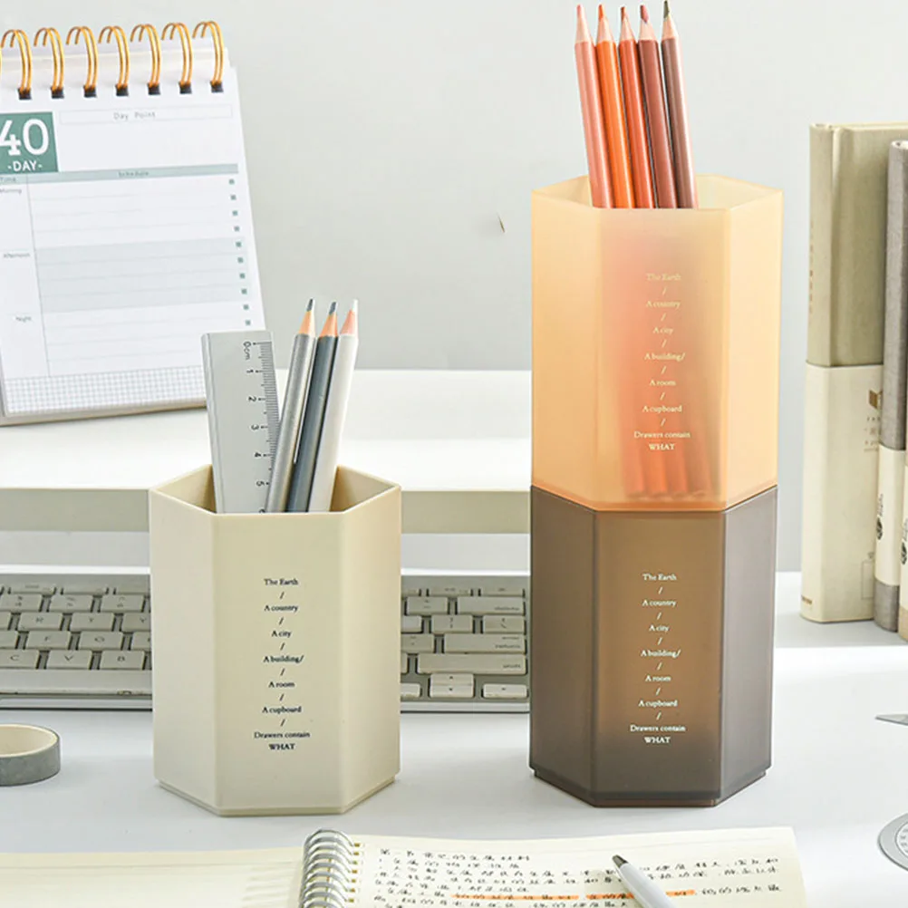 

Organizers Hexagonal Pen Holder Office Multifunction Container Student for Desk Pencil