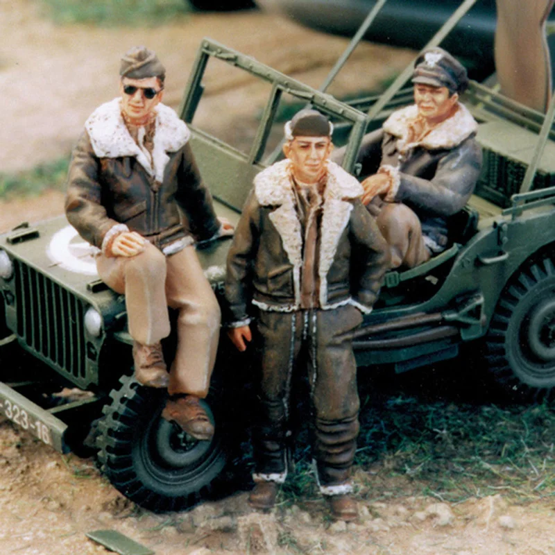 

1/48 Scale Resin Figure Model Kit US Army Pilot Modeling 3 Figs Micro Scene Layout Unpainted and Unassembled DIY Toys