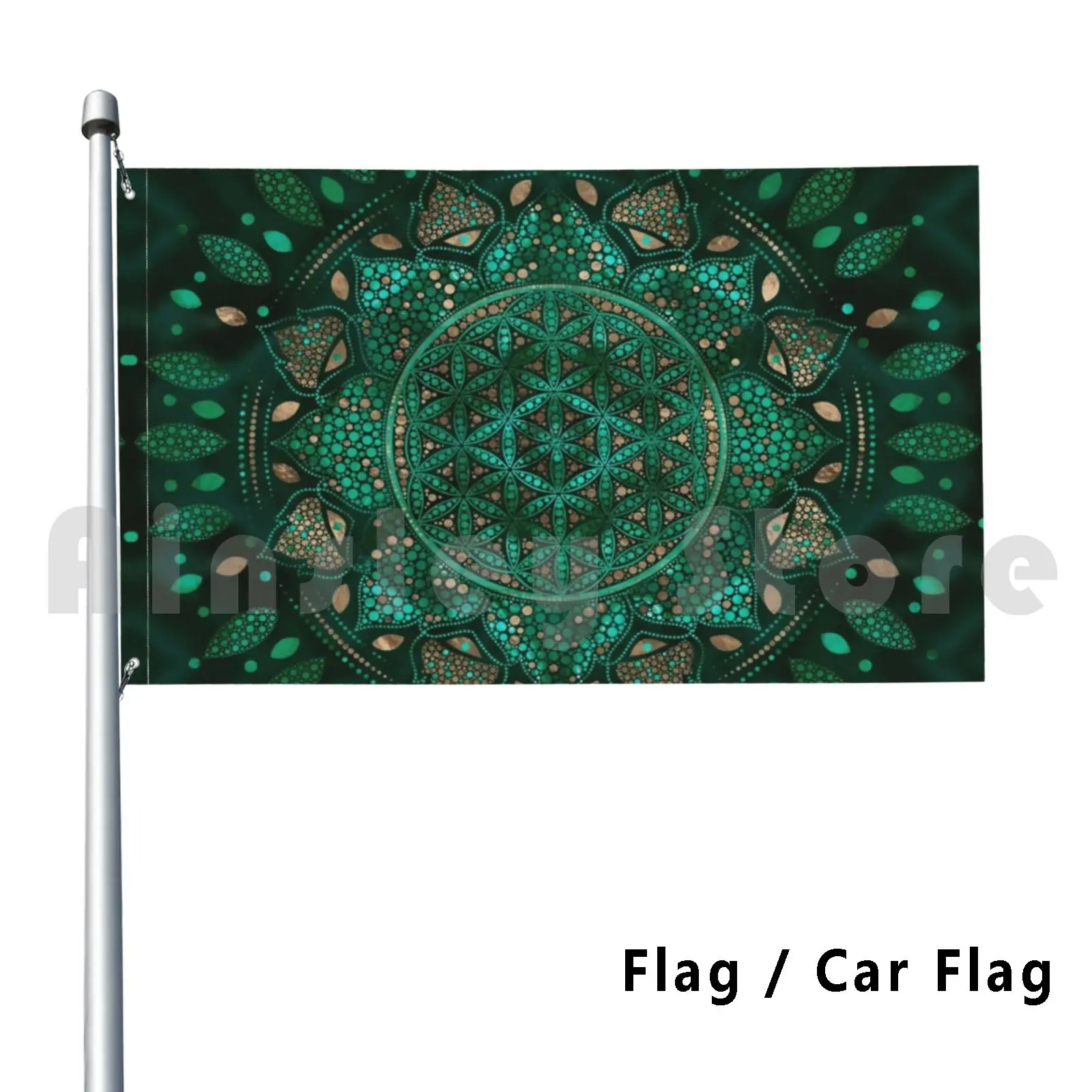 Blume des Lebens Dot Art Malachit Gold Outdoor Dekor Flagge Auto Flagge Blume des Lebens Blume Des Lebens Fleur De Vie