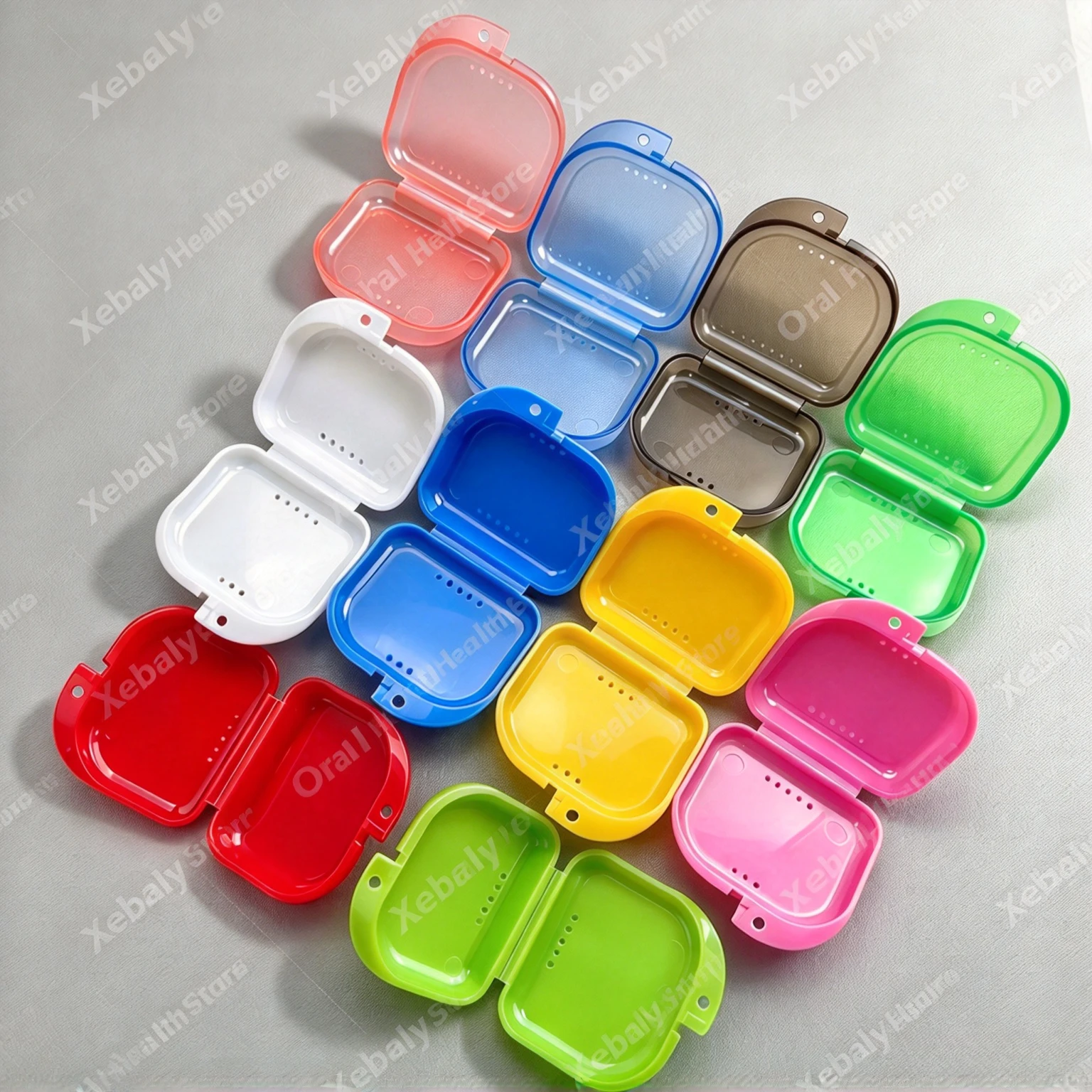 50Pcs Multiple Colors Mini Denture Storage Box Tooth Retainer Case Denture Plastic Box Oral Hygiene Supplies Orthodontic