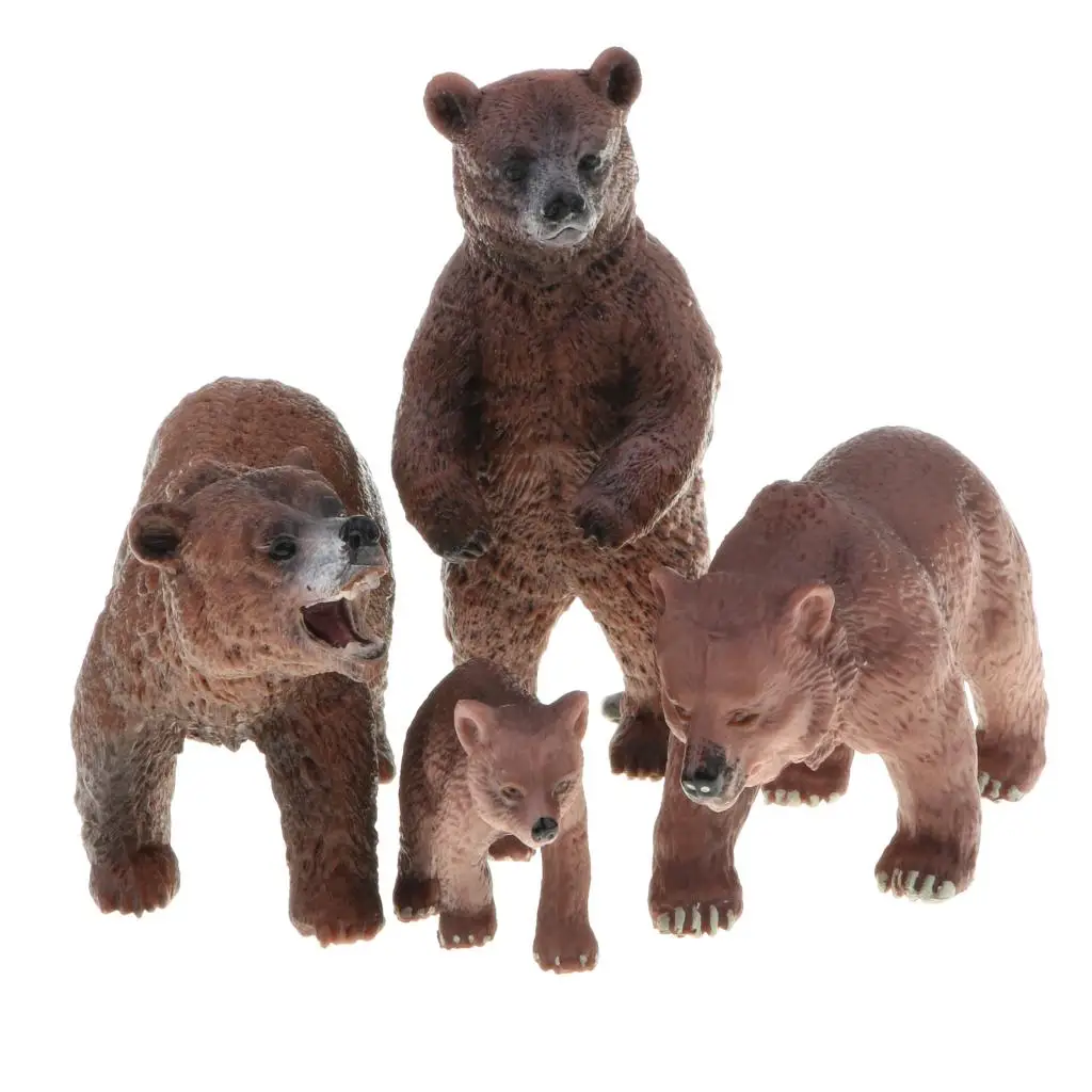 Plastic Brown Bear Animal Figures Toy Educational Learning Toys for Kids Home Display Science Collectible