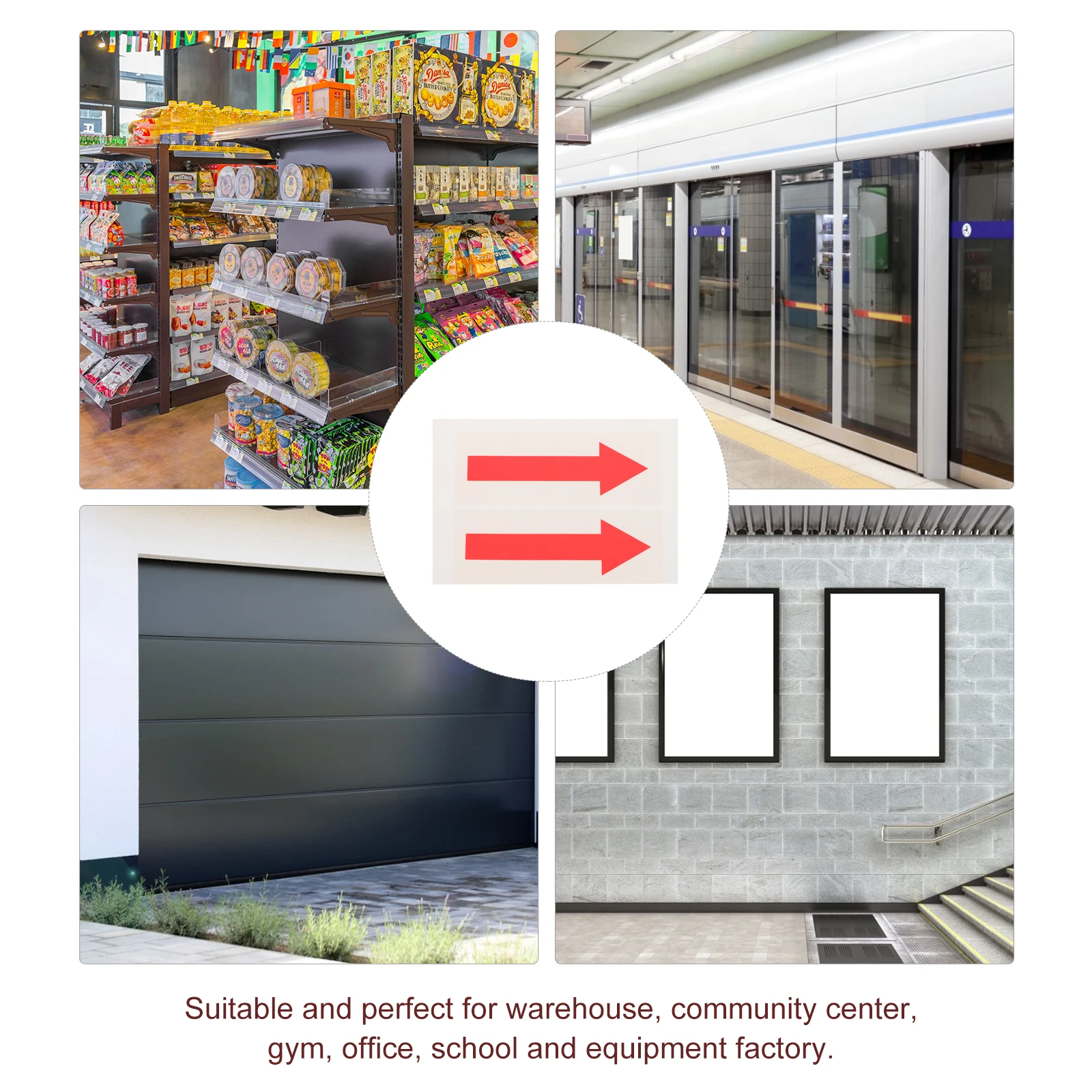 

2pcs Warning Sign Sticker Arrow Indicating Direction Decal Safety Caution For Office School Equipment Factory