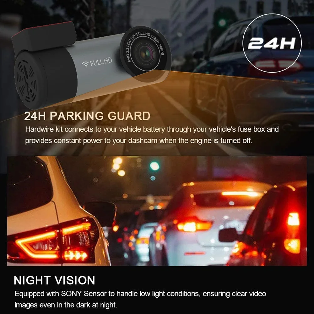 24 Uur Parking Monitoring Dashcam Mini Front Camera Voor Auto Loop Opname Dashcam G-Sensor Surveillance Nachtzicht Usb Dvr