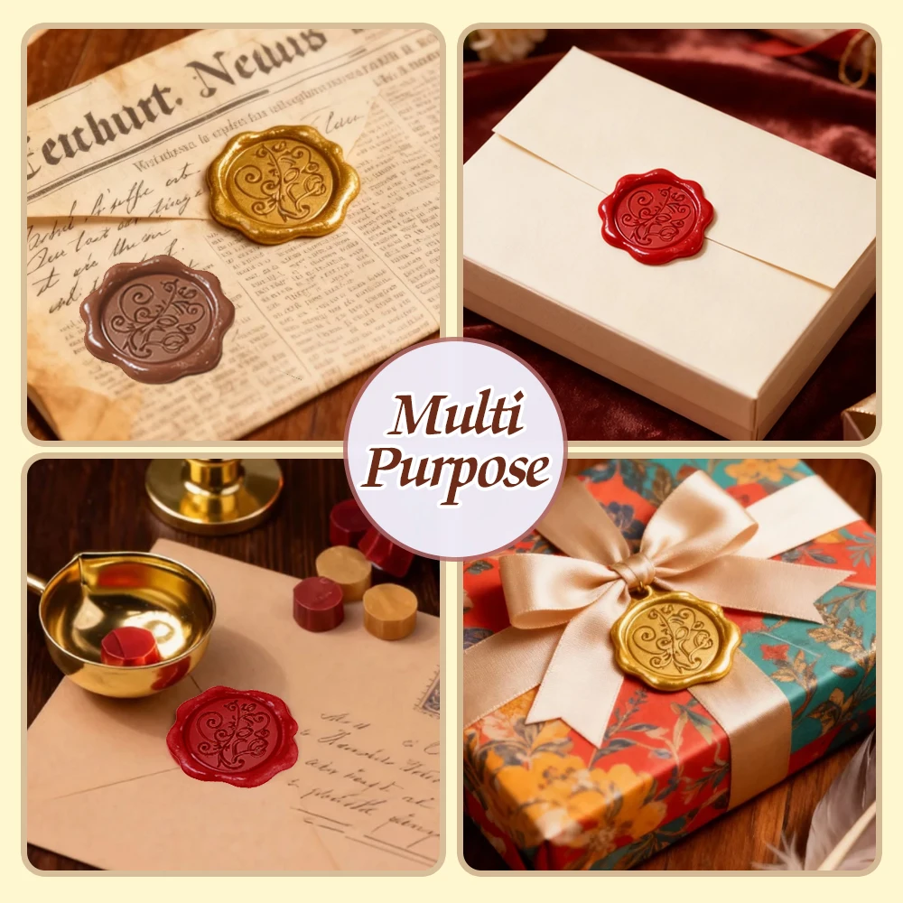 ワックスシールスタンプギフトセット、木製ハンドル、溶解スプー - Wax Seal Letter Kit のレビューと価格