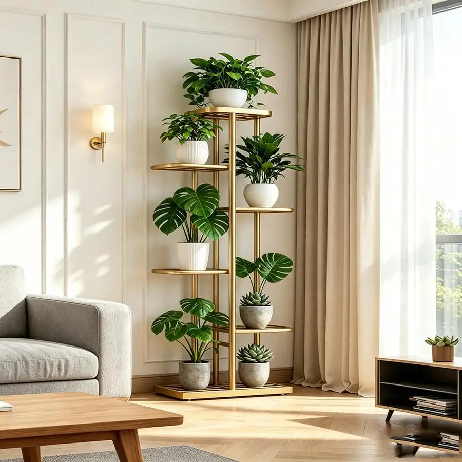 Indoor Outdoor 5 Tier 6 Tier Heavy-Duty Metal Plant Stand, Multi-Functional Vertical Planter Shelf & Flower Pot Holder, Anti-Rus