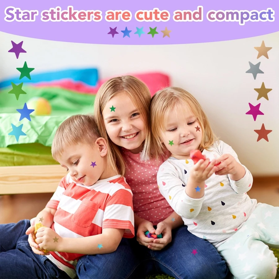 1200 Holographic Star Stickers, Rainbow Stickers, Teacher Rewards Kids Stickers, Small Foil Star Stickers, Student Glitter Star